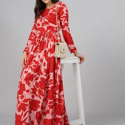 SCORPIUS Women Floral Printed Fit & Flare Dress-image-20