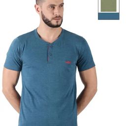 Force NXT Blue & Olive Cotton Regular Fit Henley T-Shirt - Pack Of 2-72
