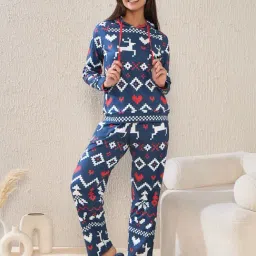Sweet Dreams Navy & White Printed T-Shirt With Pyjamas-picture-32