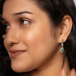 Silberry 925 Sterling Silver Green Tassel Drop Earrings-image-61