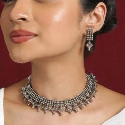 Teejh Bhonsle Silver Oxidised Necklace Set-picture-25