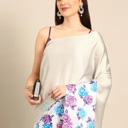 BAPS Floral Sequined Satin Designer Saree-image-28