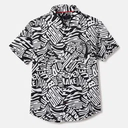 Blue Giraffe Boys Opaque Printed Casual Shirt-image-98