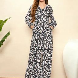 KASSUALLY Black Printed Basic Jumpsuit-image-30
