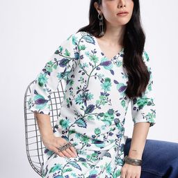 Anouk Rustic Floral Printed V-Neck Straight Kurta-image-62