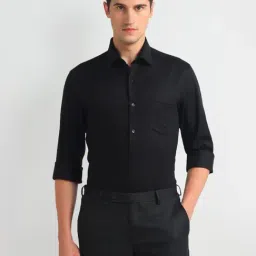 Arrow Black Cotton Slim Fit Texture Shirt-picture-10