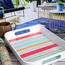 Goodhomes Multicolor Melamine Rectangular Serving Tray image 1