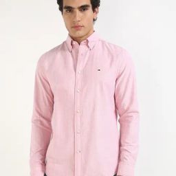 Tommy Hilfiger Pink Cotton Regular Fit Striped Shirt-image-19