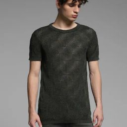 Jack & Jones Green Cotton Regular Fit Checks T-Shirt-image-12