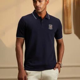 Peter England Navy Slim Fit Polo T-Shirt-picture-20