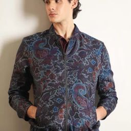 Rare Rabbit Purple Regular Fit Paisley Jacket-image-48