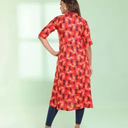 CHARUKRITI Red Printed A Line Kurta image 2