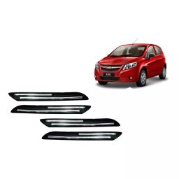 Auto Pearl Plastic & Silver Plated Car Bumper Guard for Chevrolet Sail Hatchback Black/Silver (Pack of 4 Pcs)-33