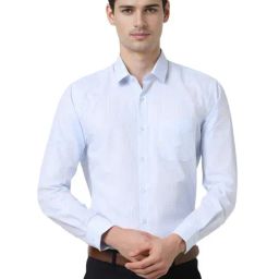 Peter England Blue Regular Fit Texture Shirt-image-57