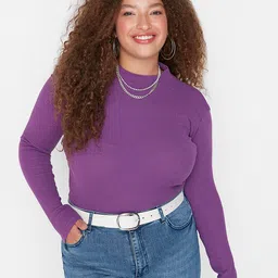 Trendyol Plus Size Women Purple Long Sleeves Top-picture-40
