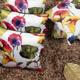 HOUZZCODE Multicoloured Set of 5 Floral Square Cushion Covers-44