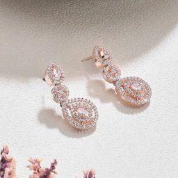 Zaveri Pearls Rose Gold Dazzling Cubic Zirconia Contemporary Drop Earring-ZPFK15943-image-40