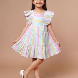 PINK MERMAID Girls Striped Fit & Flare Dress-image-38