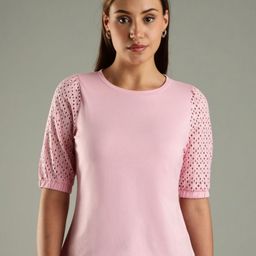 Tommy Hilfiger Europe Women Cut-Work Slim-Fit Pure Cotton T-shirt-image-40