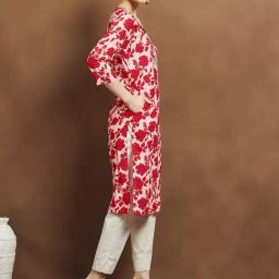 Melange Pink Regular Fit Printed Kurta image 3