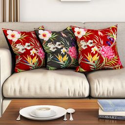 SEJ by Nisha Gupta Set of 3 Floral Square Cushion Covers-10