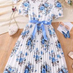 Bolly Lounge Girls Blue Floral Party Dress-image-40
