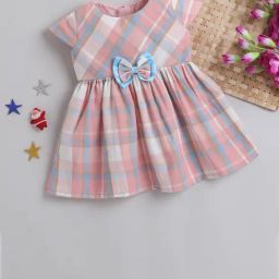 Many Frocks Kids Pink & Blue Checks Dress-image-97