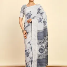 Soch Womens Grey Art Silk Floral Print Saree-image-38