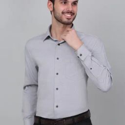 Cantabil Grey Cotton Regular Fit Self Formal Shirt-picture-19