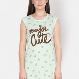 Klamotten Green Printed Sleep Shirt-image-7