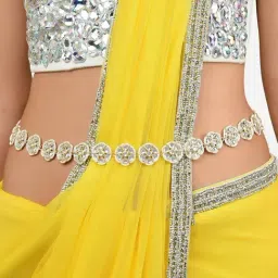 Zaveri Pearls Gold Tone Traditional Kundan Pearls Embellished Bridal Kamarbandh-ZPFK15969-image-43