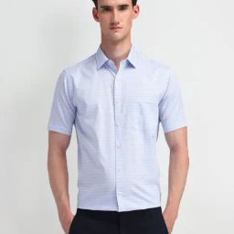 Arrow Blue Cotton Regular Fit Checks Shirt-image-114