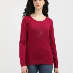 TOMMY HILFIGER Wine Cotton Graphic Print Sweatshirt-image-97