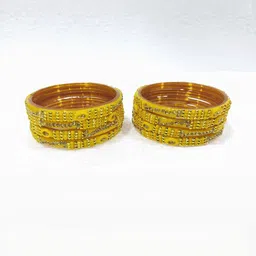 SAVORADE Set Of 8 Yellow Glass Bangle-picture-13