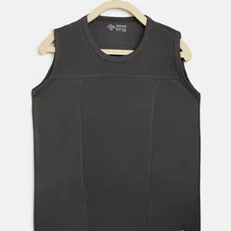 CHIMPRALA Boys Charcoal Solid Round Neck Sleeveless Vest Sports T-shirt-image-30