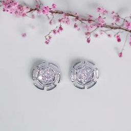 Taraash Round-Shaped CZ 925 Sterling Silver Stud Earrings for Women-image-49