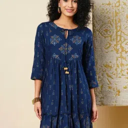 Globus Navy Embellished A Line Dress-image-48