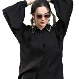 Melon by PlusS Black Embellished Casual Shirt-image-86