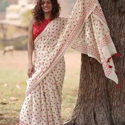Chidiyaa Dil Awara Handblock Printed Cotton Saree-picture-40