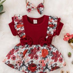 YK Infant Girls Floral-Printed Bodysuit-image-97