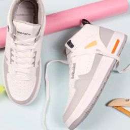 Mozafia Men's White & Grey Ankle High Sneakers-picture-16