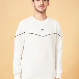 Byford By Pantaloons White Cotton Slim Fit Sweatshirt-picture-0