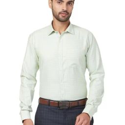 Park Avenue Green Slim Fit Checks Shirt-picture-3