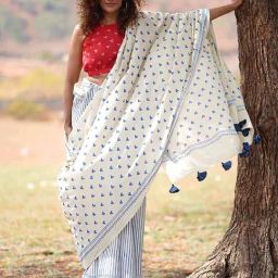 Chidiyaa Phir Le Aya Dil Handblock Printed Cotton Saree-picture-10