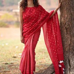 Chidiyaa Dil Deewana Handblock Printed Cotton Saree-picture-22