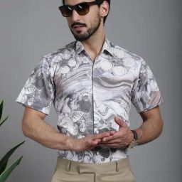 Indian Needle Cream Regular Fit Printed Shirt-image-6