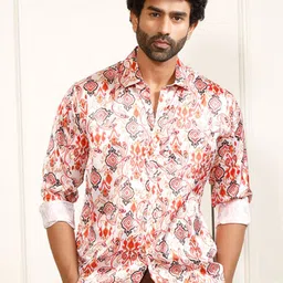 VASTRAMAY Men Premium Spread Collar Ethnic Motifs Printed Casual Shirt-image-20