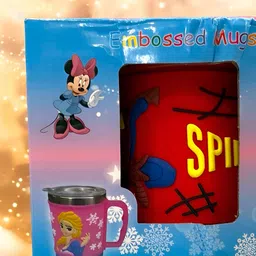 deedecorwave Kids Red Cute Cartoon Design Printed Stainless Steel Matte Mug 250 ml-image-17