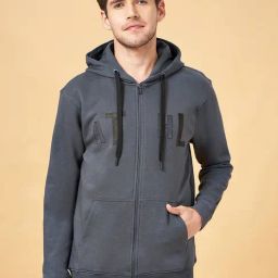 Urban Ranger By Pantaloons Grey Cotton Regular Fit Hooded Sweatshirt-image-79