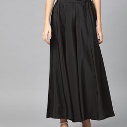 W Women Black Solid Flared Palazzos-image-63